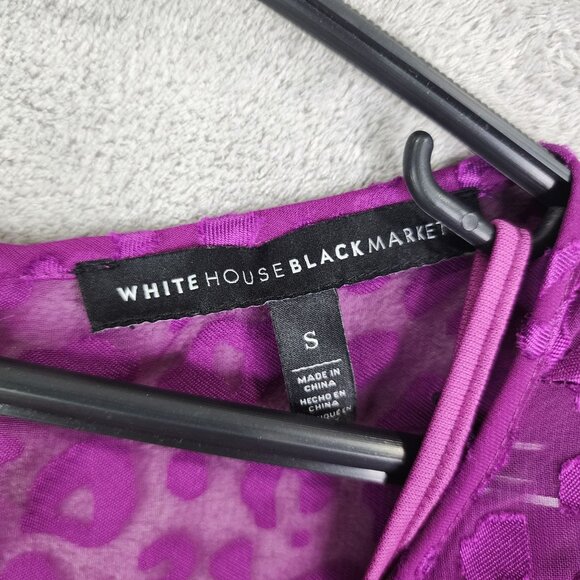 Women's 2pc WHBM Purple Leopard Burnout Sheer Overlay Blouse Top & under tank S - Picture 4 of 10